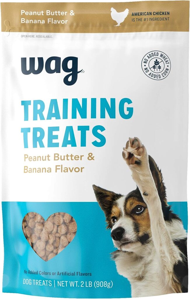 Amazon Brand - Wag Peanut Butter  Banana Flavor Training Treats for Dogs, 2 pound(pack of 1)