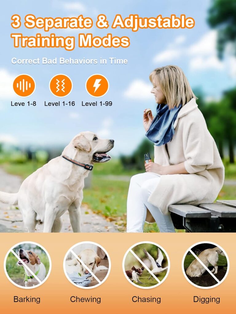 Bousnic Dog Shock Collar 2 Dogs (5-120Lbs) - 3300 ft Waterproof Training Collar for Dogs Large Medium Small with Rechargeable Remote, Beep (1-8) Vibration (1-16) and Humane Shock (1-99) Modes